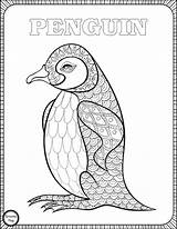 Coloring Penguin Pages Adults Animal Print Play sketch template
