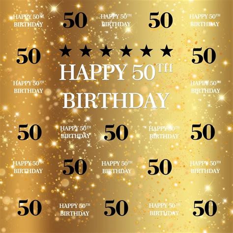 Aofoto 6x6ft Golden Happy 50th Birthday Background 50