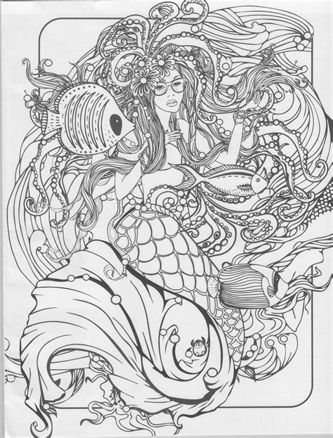 mermaid coloring pages  adults  kids