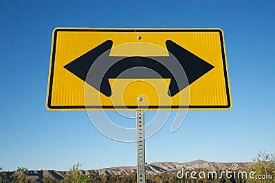 black arrows  yellow road sign royalty  stock image image