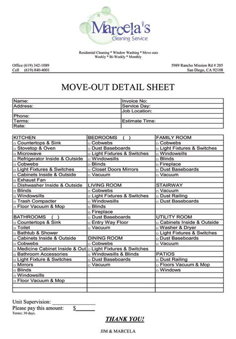 printable move  cleaning checklist