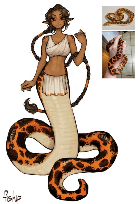 fiship  twitter   humanoid character design snake girl snake character