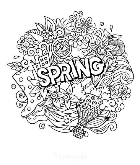 printable spring coloring pages  adults kids
