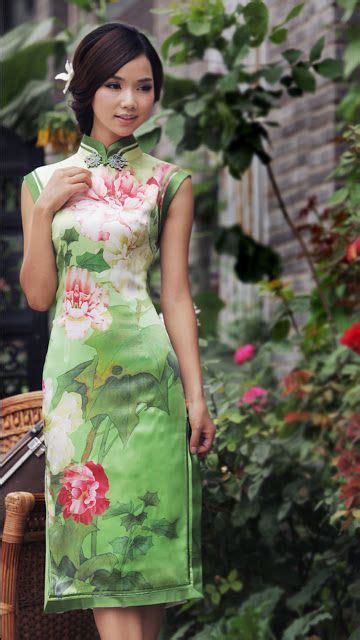 green cheongsam traditional dresses oriental fashion dresses