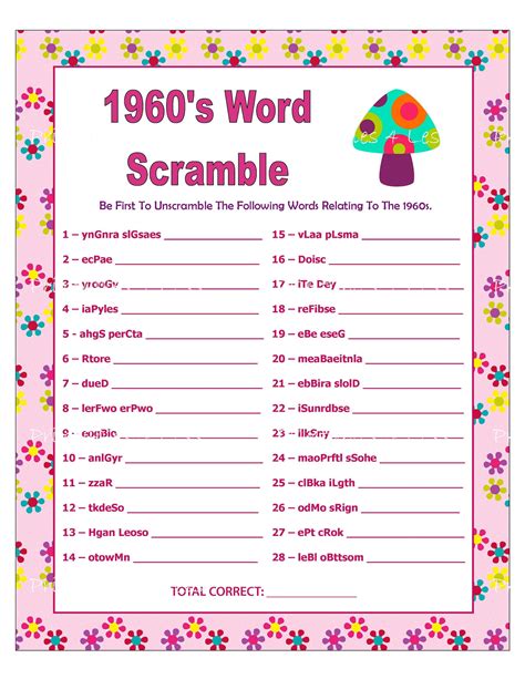 word scramble game printable