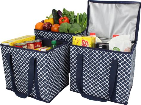 pack  zippered insulated grocery bag  open reusable shopping
