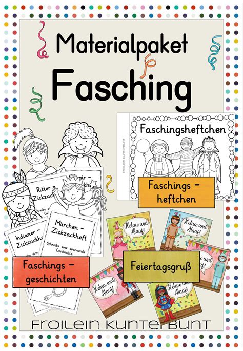 materialpaket fasching unterrichtsmaterial  den