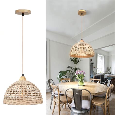 buy rattan pendant lights hanging lamp boho wicker pendant light dining room light fixture
