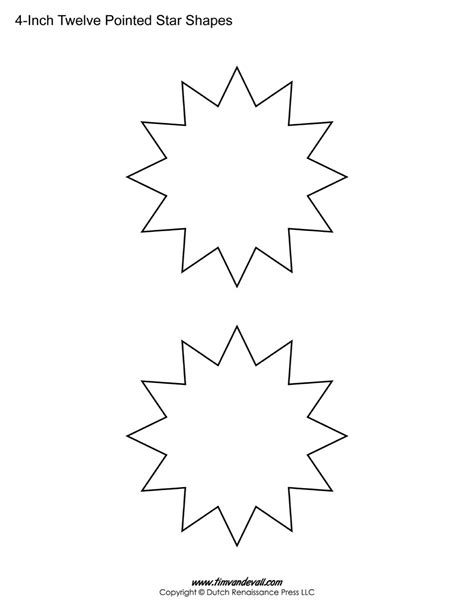 twelve pointed stars tims printables star template printable star