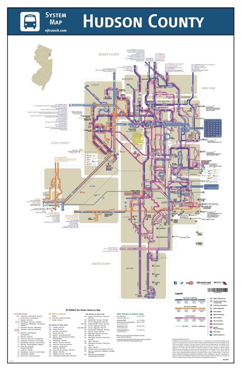 transit maps submission official map map  nj transit bus services  hudson county