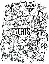 Doodle Cute Coloring Doodles Cat Drawings Pages Colouring Drawing Doodling Draw Adult sketch template