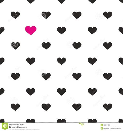 tile vector pattern with pink and black hearts on white