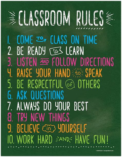 zoco classroom rules poster laminated  inches class rules
