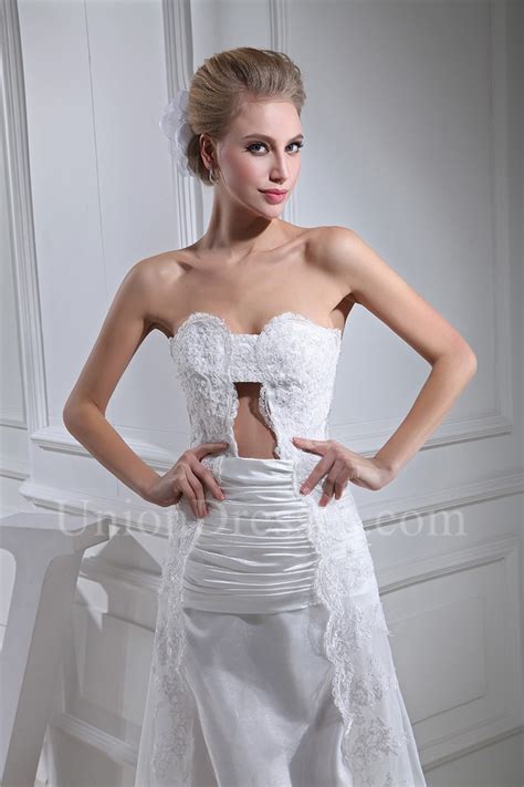 sexy sheath sweetheart cut out front beaded lace wedding