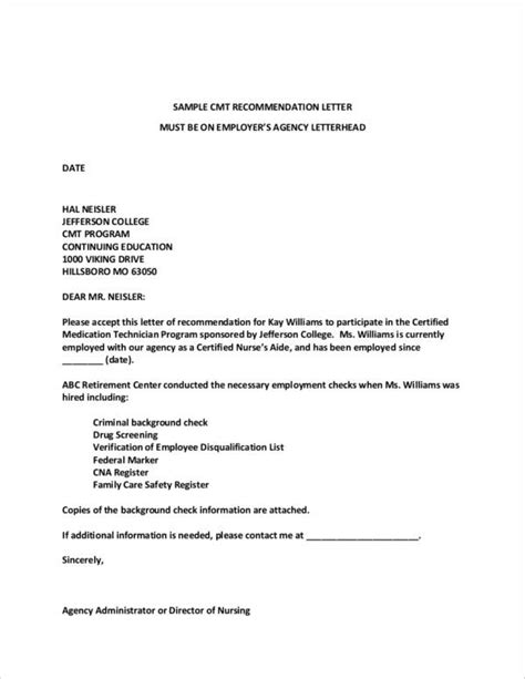 employee recommendation letter sample