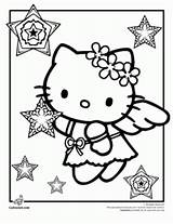 Kitty Hello Coloring Snow Pages Angel Christmas Printable Print Gif sketch template
