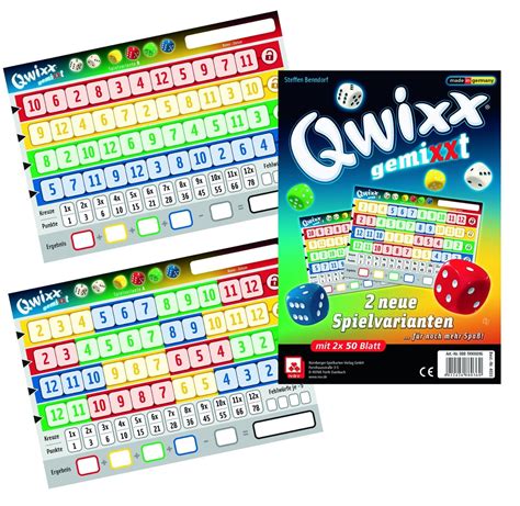 qwixx gemixxt spiel anleitung und bewertung auf alle brettspiele bei spielende