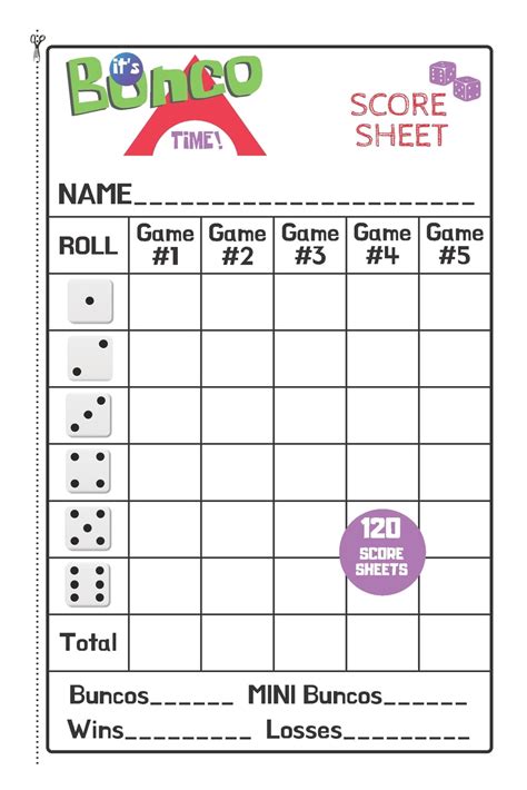 printable template bunco score sheets