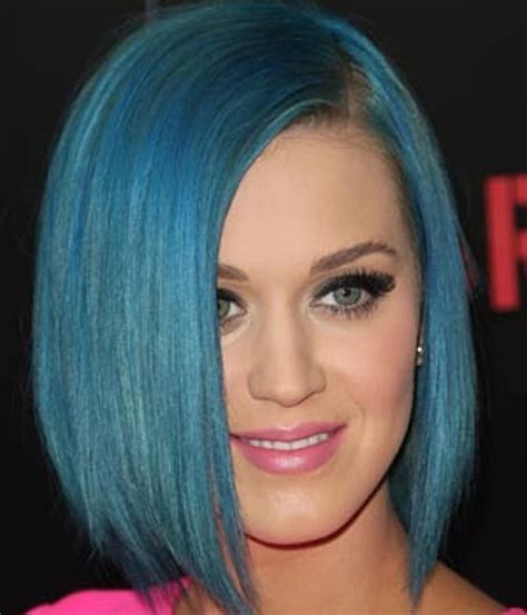 Angled Blue Bob Best Katy Perry Hairstyles