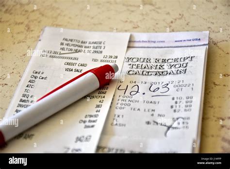 receipt restaurant  res stock photography  images alamy
