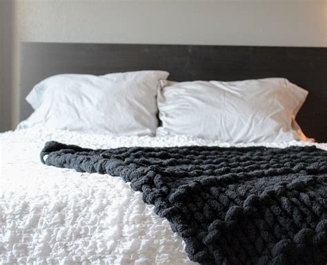black chunky knit blanket etsy