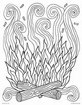 Coloring Pages Campfire Fire Printable Smoke Adults Color Kids Spring Log Camp Earth Nature sketch template