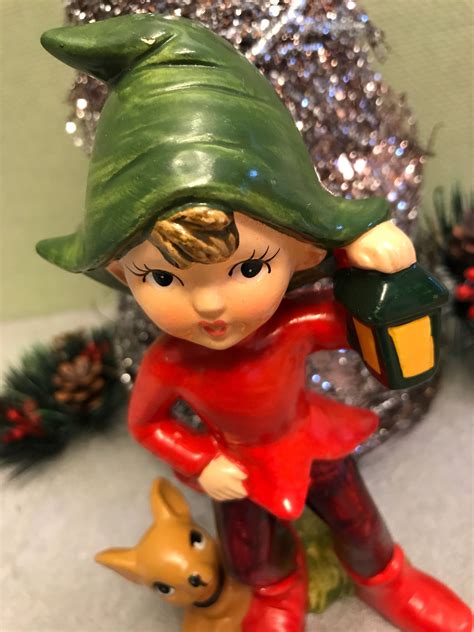 vintage elves ceramic elves set   elves woodland elves christmas