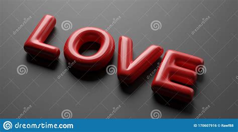 love word balloon letters passion red color text on black background