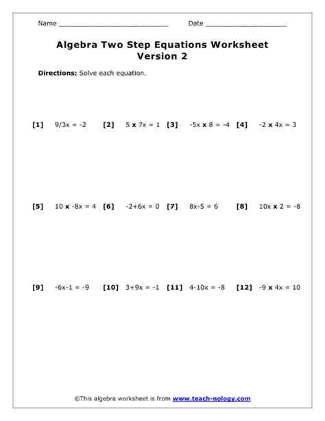 printables  step algebra equations worksheets messygracebook
