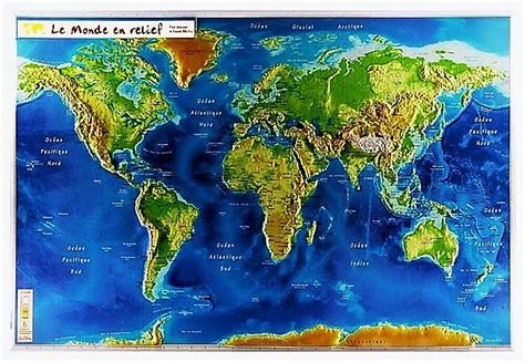 carte du monde en relief simplifiee theorie