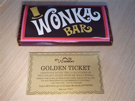 willy wonka chocolate bar  golden ticket optional etsy