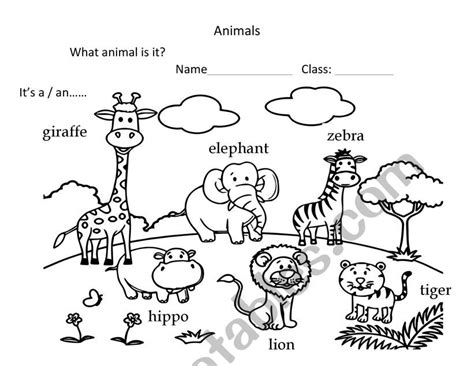 animals reading  kids esl worksheet  tejisam