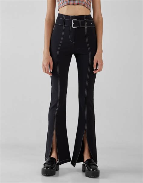 broeken kleding dames bershka netherlands flare trousers girls jeans flared black jeans