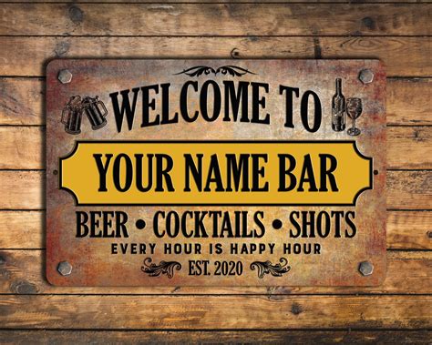 custom vintage style metal bar sign etsy custom bar signs bar