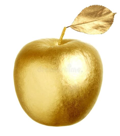 gold apple stock photo image  reflection golden gold