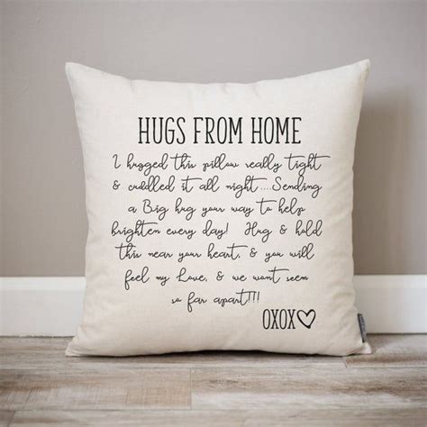 hugs from home pillow dorm decor going away t t for son t for daughter