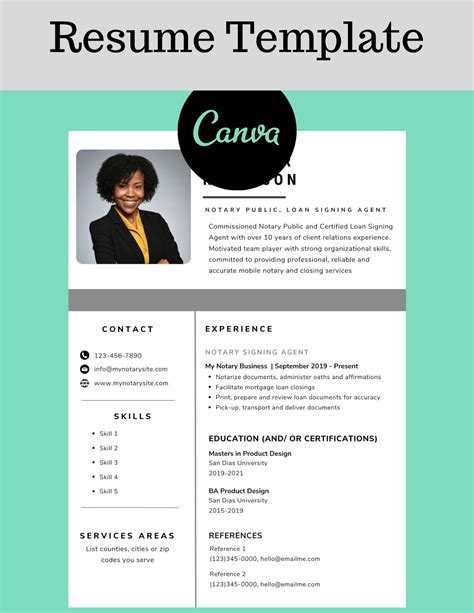 notary resume template loan signing agent mobile notary etsy