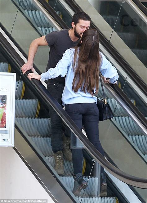 Shia Labeouf Kisses Girlfriend Mia Goth On An Escalator During Shopping