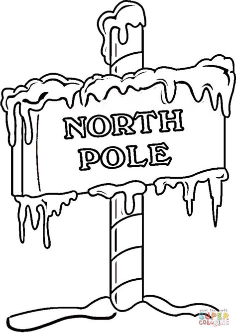 north pole sign coloring page  printable coloring pages