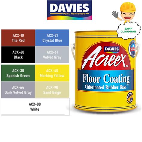 davies acreex rubberized chlorinated floor coating gallon size  liters