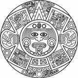 Aztec Coloring Calendar Pages Mayan Printable Getdrawings sketch template
