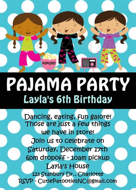 pajama party invitations pajama party  cutiestiedyeboutique