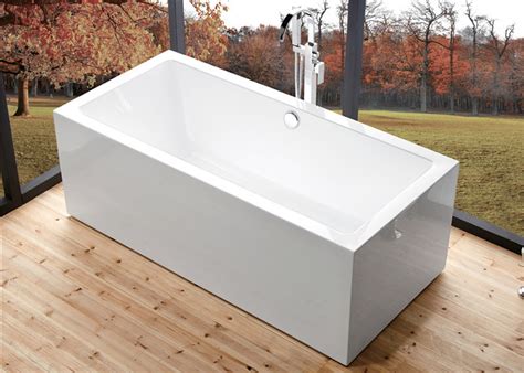 deep soaking rectangle acrylic  standing bathtub  overflow