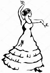 Flamenco Dancer Illustration Vector Danseuse Stock Drawing Dessiner Une Illustrations Pages Coloring Comment Sketch Dancers Stencil Depositphotos Et Drawings Set sketch template