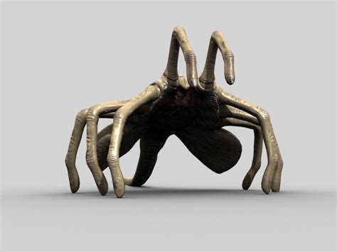 rigged alien xenomorph facehugger and egg 3d model animated rigged max