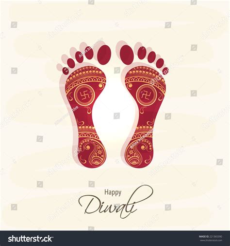 hindu mythological goddess laxmis footprint blessing stock