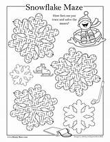 Maze Mazes Snowflake Worksheets sketch template