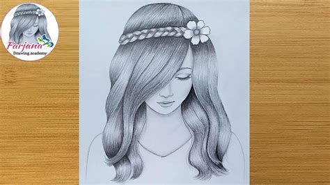 girl  beautiful hair pencil sketch drawing   draw  girl