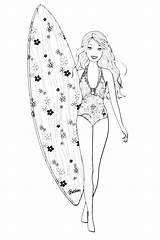 Barbie Surf Tavola Surfboard Coloradisegni Pages2color Bambole sketch template