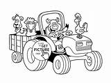 Tractor Coloring Farm Pages Drawing Trailer Printable Animal Backhoe Outline Barn Print Colouring Kids Toddlers Color Funny Semi Animals Line sketch template